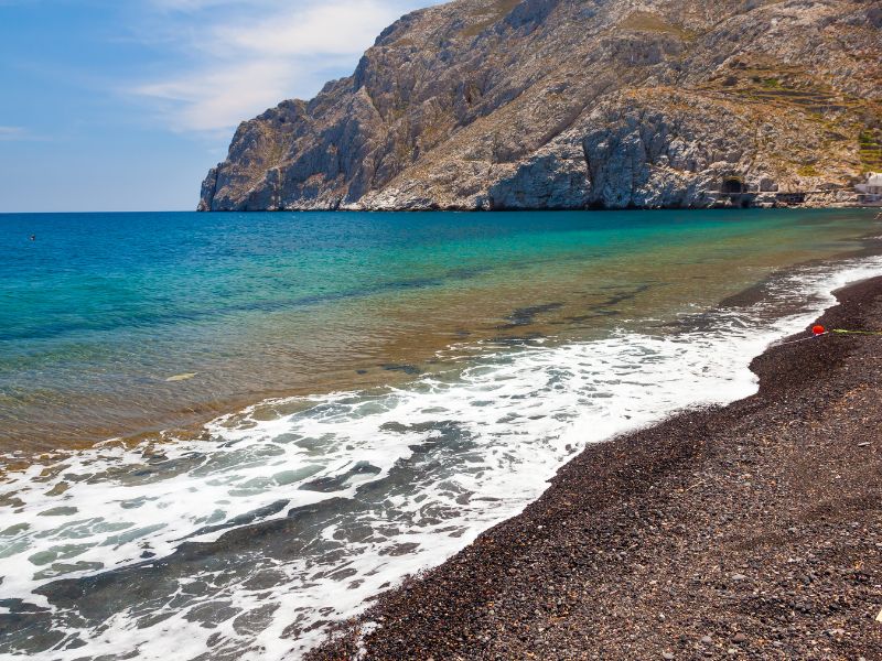 Kamari beach in Santorini